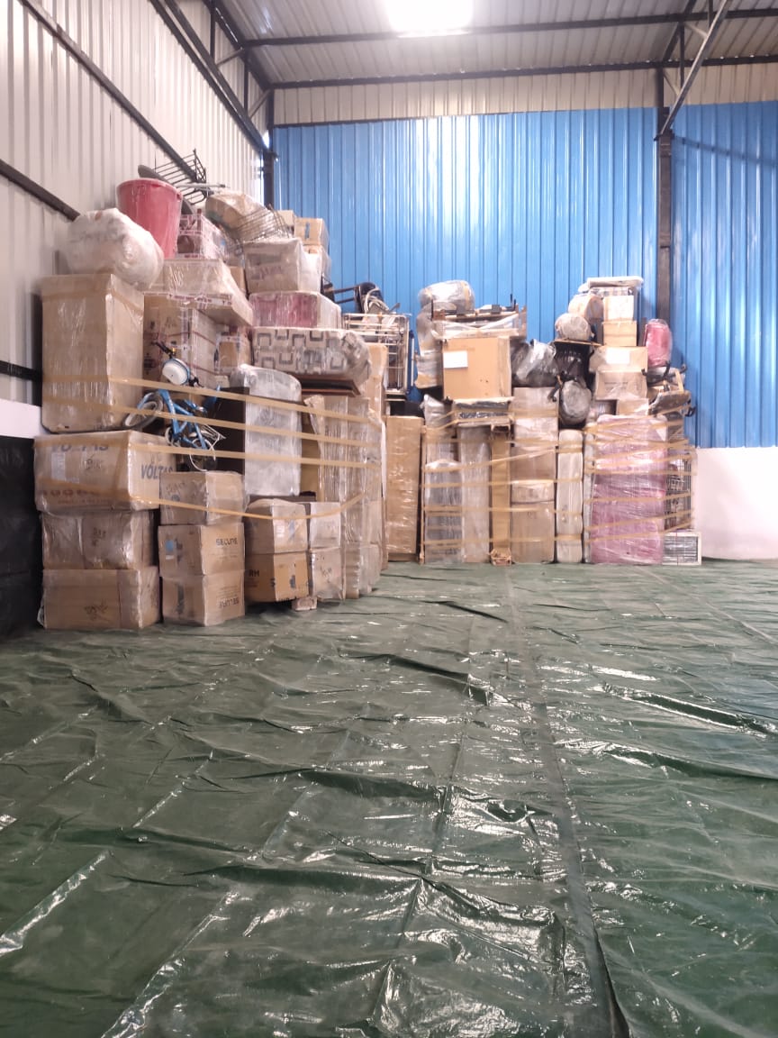 Packed household goods ready for relocation